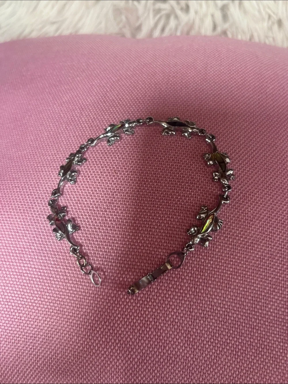 Silver alligator Bracelet with Crystal Accents